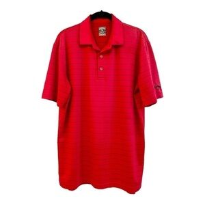 CALLAWAY OPTI-DRI MENS GOLF POLO SHIRT. RED WITH THIN BLACK STRIPE. SIZE M